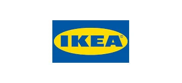 IKEA logo: blue rectangle with a yellow oval containing the word IKEA.