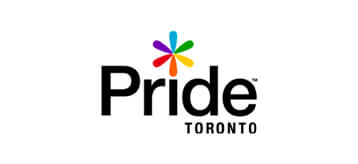 Pride Toronto logo with a multicolored flower emblem above the word Pride Toronto