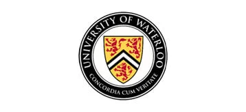 Circular seal of the University of Waterloo featuring a shield and the motto 'Concordia cum veritate'.