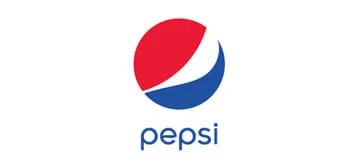 Pepsi logo: red and blue circular emblem with a white wave and the word 'pepsi' beneath