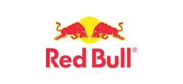 Red Bull logo: two red bulls charging toward a yellow sun with the 'Red Bull' wordmark.