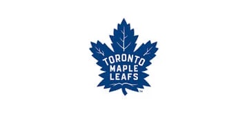 Toronto Maple Leafs logo: blue maple leaf with the team name centered in white lettering.